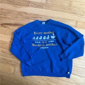 Russell Athletic VTG Blue Graphic Ducklings Crewneck Sweater